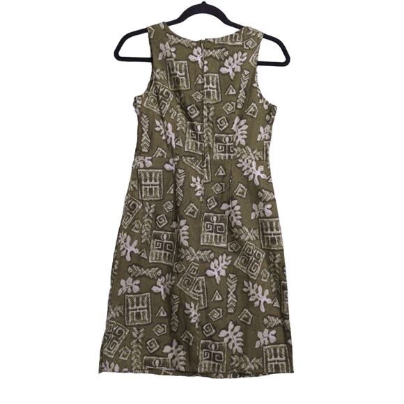 Hilo Hattie Vintage A Line Dress Green Hawaiian Mini Scoop Neck Sleeveless Zip 4 - Picture 5 of 10